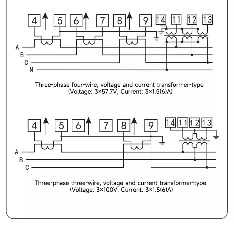 Three Phase 4p Din Rail Transformer Multifunction Meter
