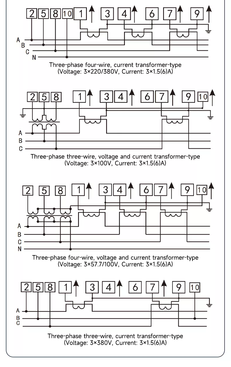 Three Phase 4p Din Rail Transformer Multifunction Meter