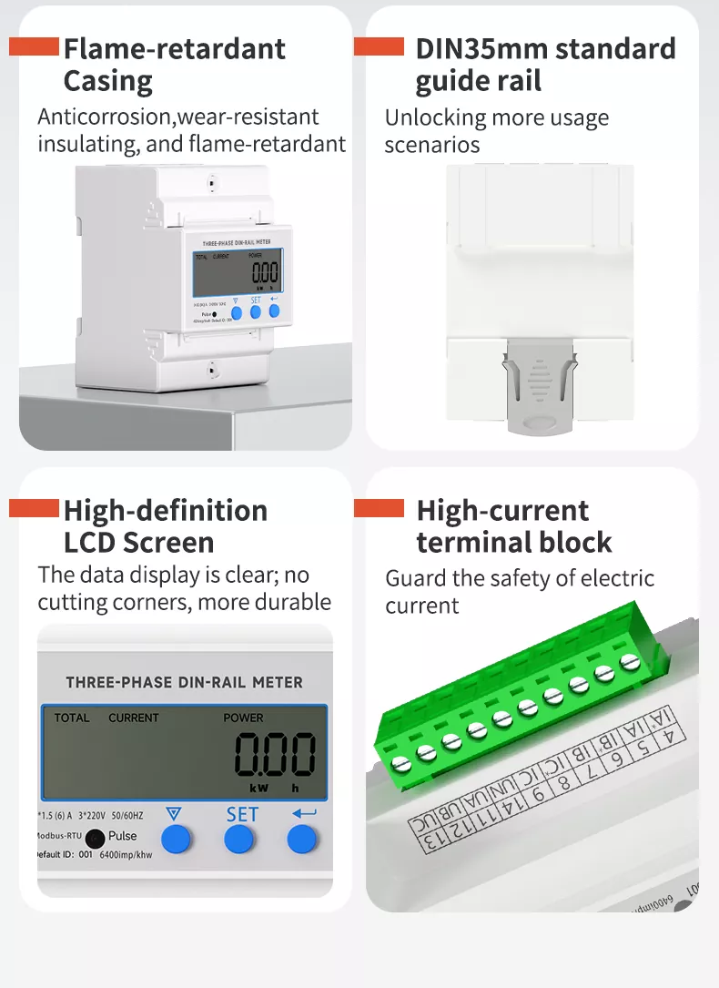 Three Phase 4p Din Rail Transformer Multifunction Meter