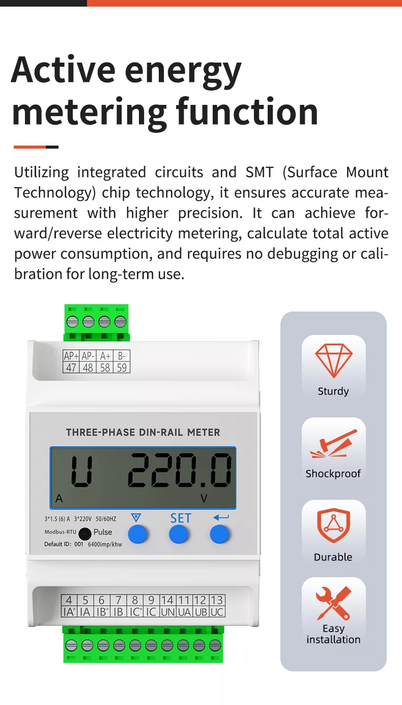 Three Phase Din Rail Power Meter