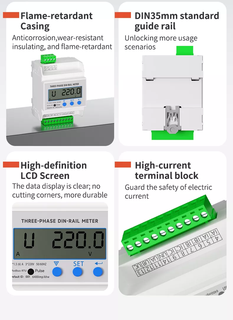 Three Phase Din Rail Power Meter