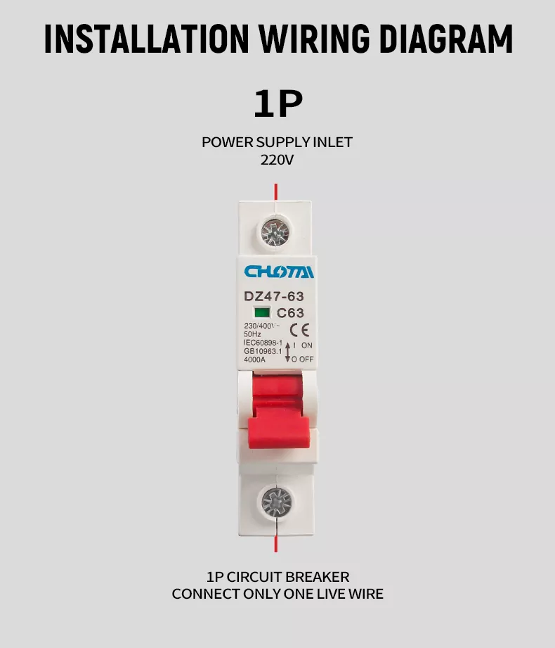 1P 63A DZ47 Miniature Circuit Breaker