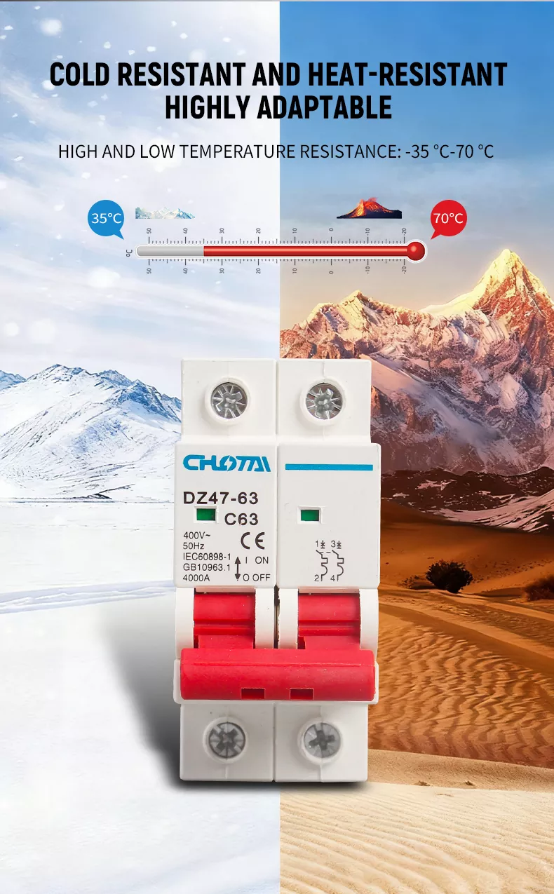 2P 63A DZ47 Miniature Circuit Breaker