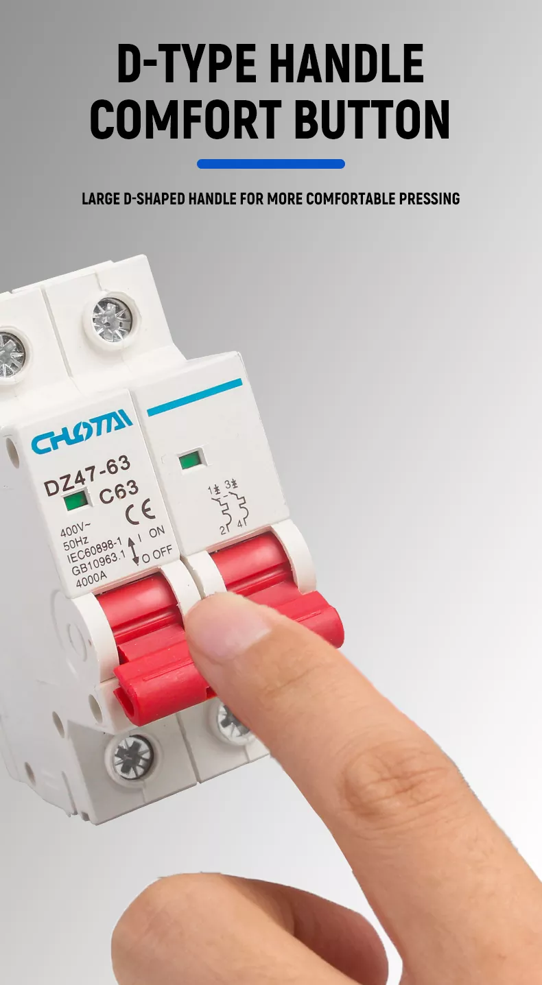 2P 63A DZ47 Miniature Circuit Breaker