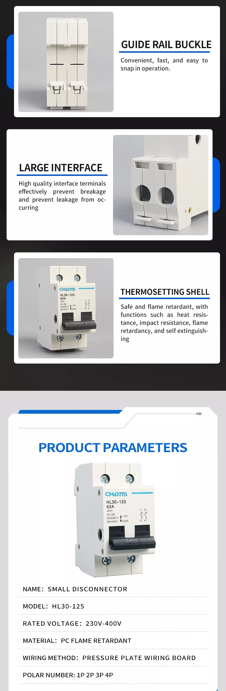 2P Pole DIN Rail Switch Disconnector