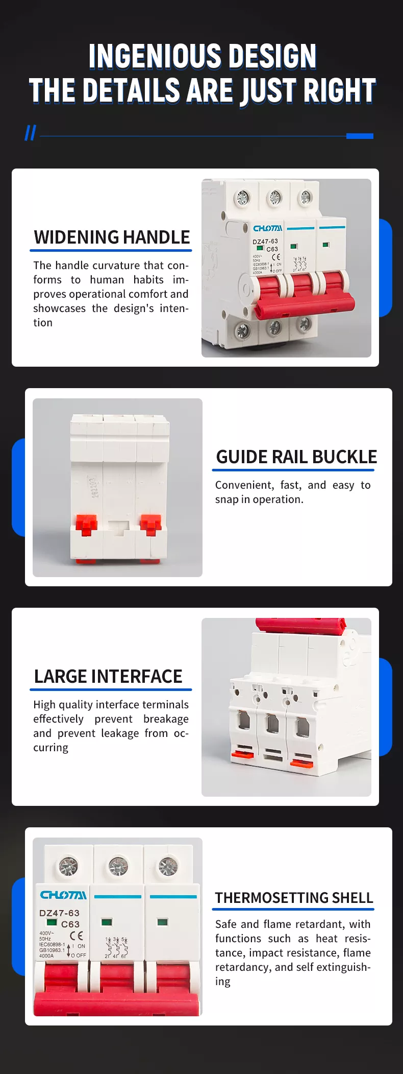 3P 63A DZ47 Miniature Circuit Breaker