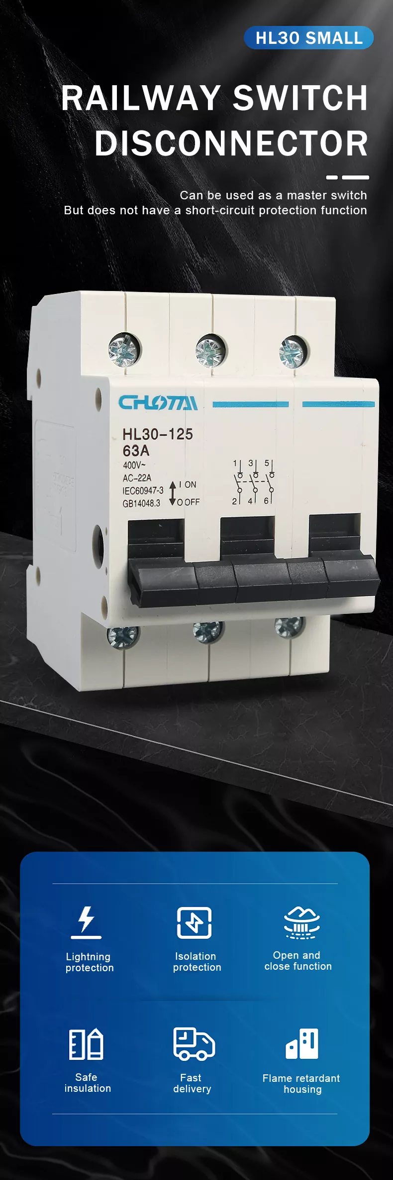 3P Pole DIN Rail Switch Disconnector