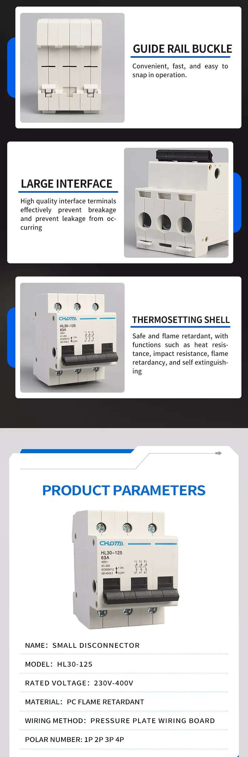 3P Pole DIN Rail Switch Disconnector