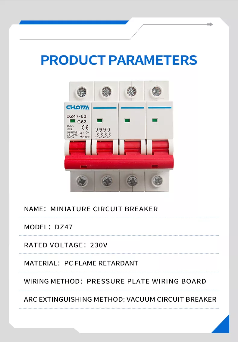 4P 63A DZ47 Miniature Circuit Breaker