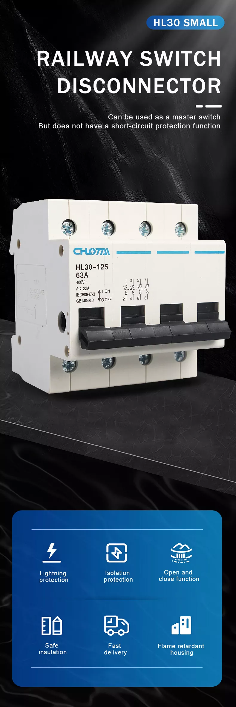 4P Pole DIN Rail Switch Disconnector