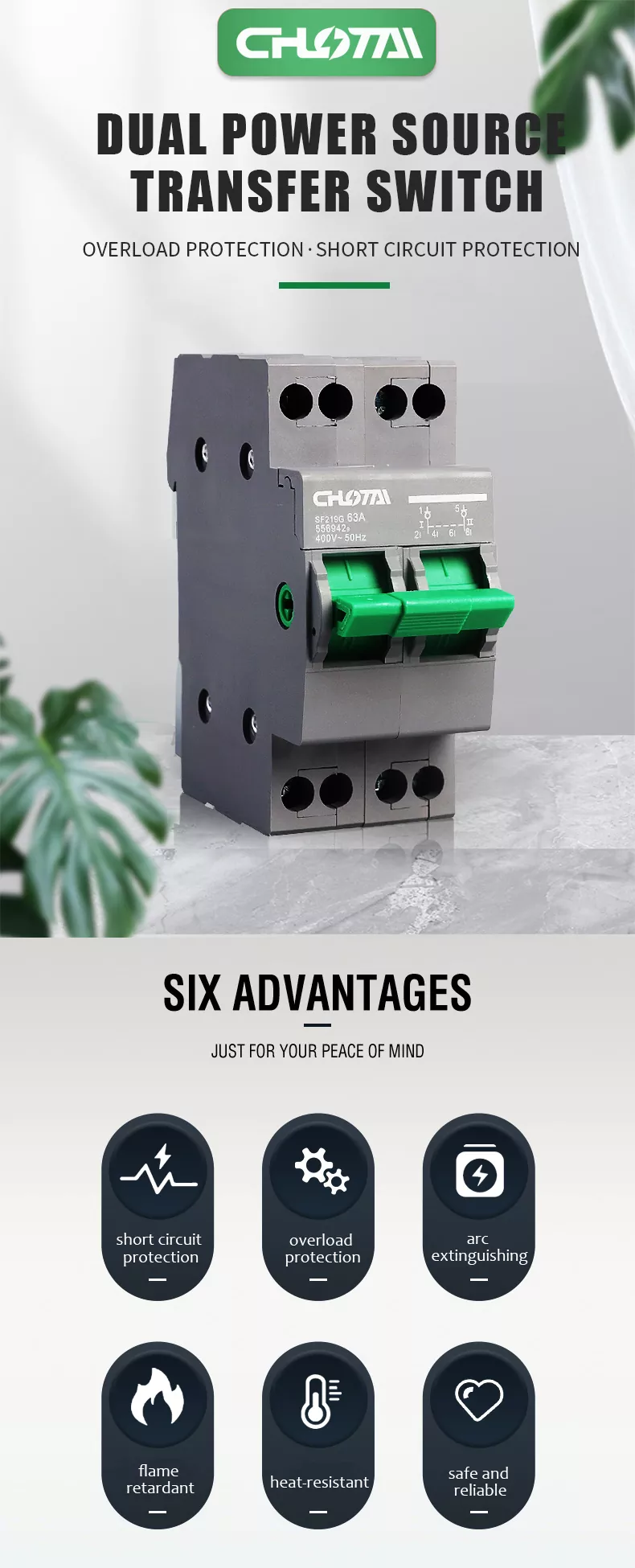 Small Dual Power Source Transfer Switch