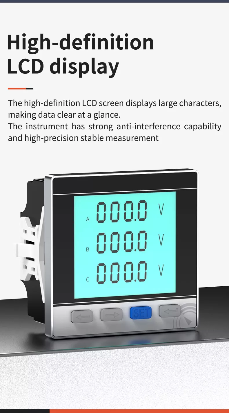 Three Phase LCD Digital Voltmeter