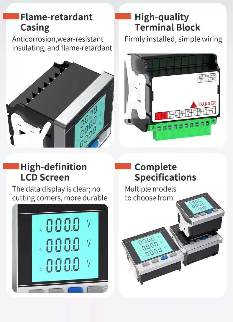 Three Phase LCD Digital Voltmeter