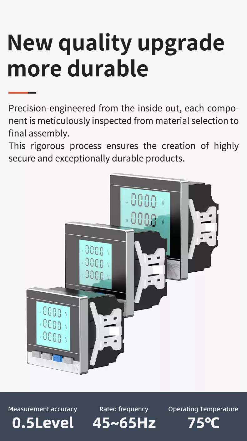 Three Phase LCD Digital Voltmeter