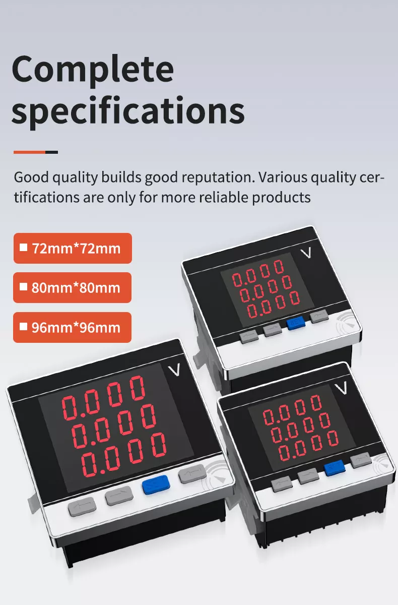 Three Phase LED Digital Voltmeter
