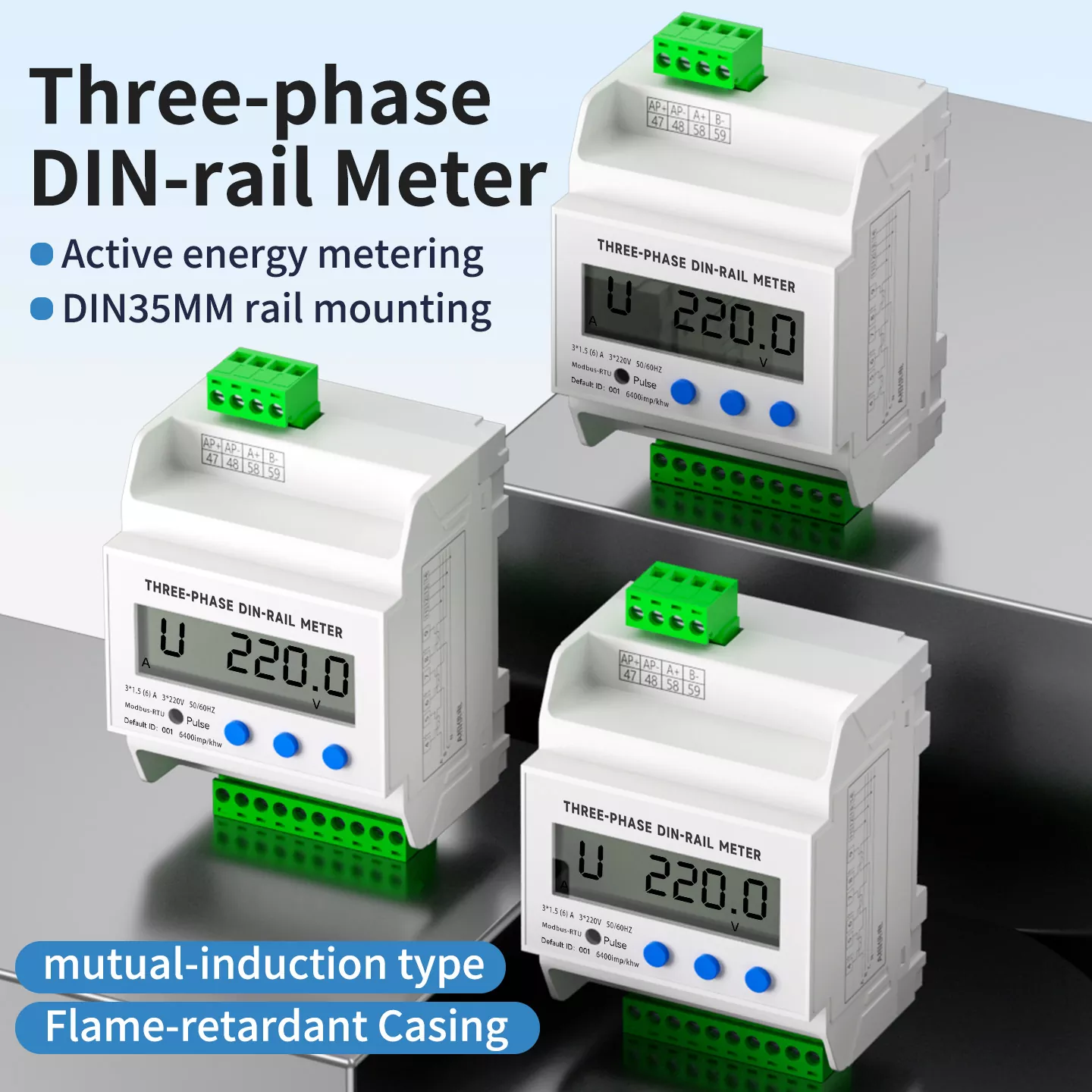 Three Phase Din Rail Power Meter