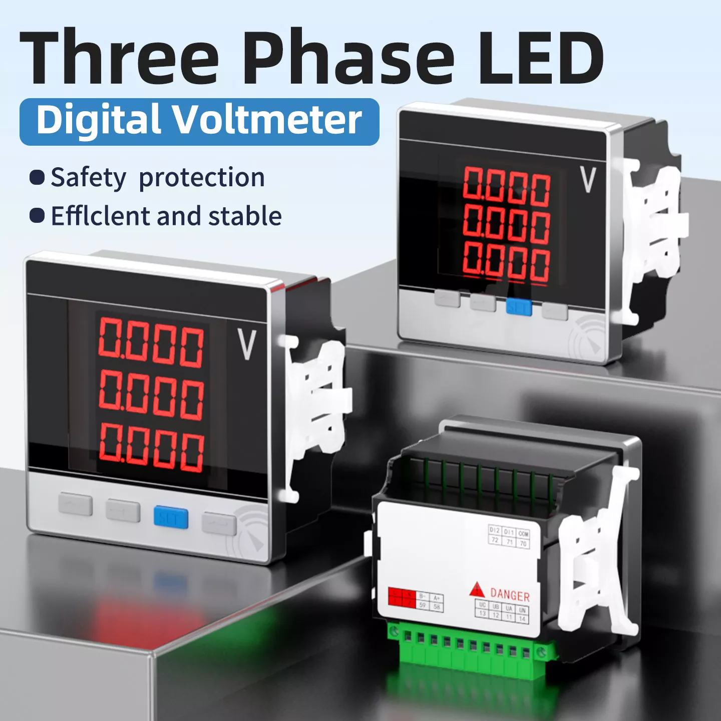 Three Phase LED Digital Voltmeter